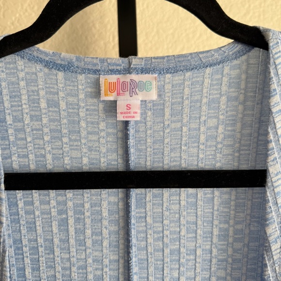 Lularoe Blue Ribbed Knit Sleeveless Longline Cardigan Vest Small Kimono Duster - Picture 5 of 9